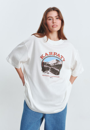 Футболка oversize unisex "KARPATY" біла